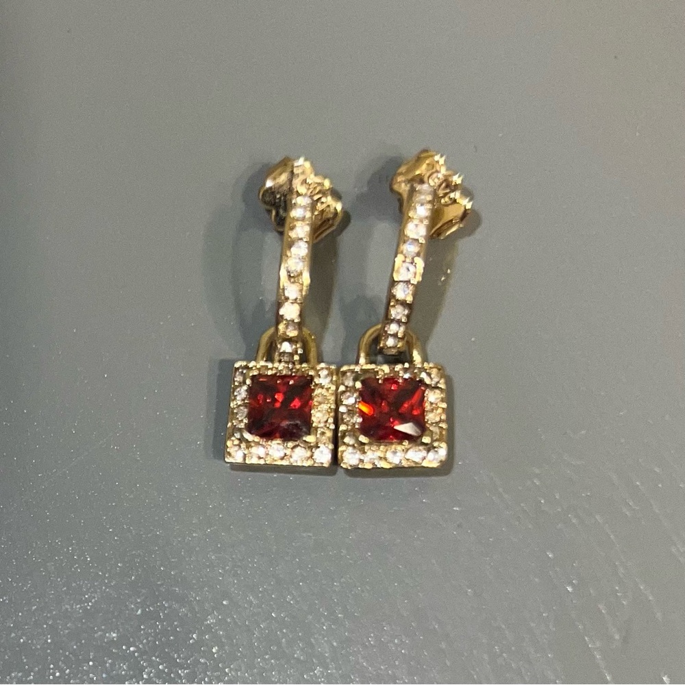 Gold and Ruby Earring and Ring Set - Picture 3 of 3